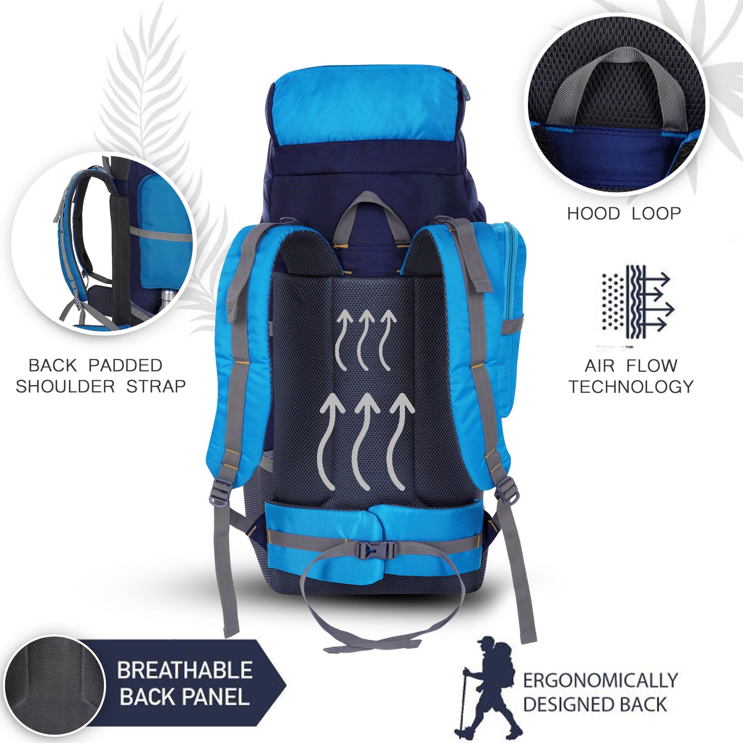 Hiking Backpack Travel Backpack  Rucksack - 80 L  (Grey)